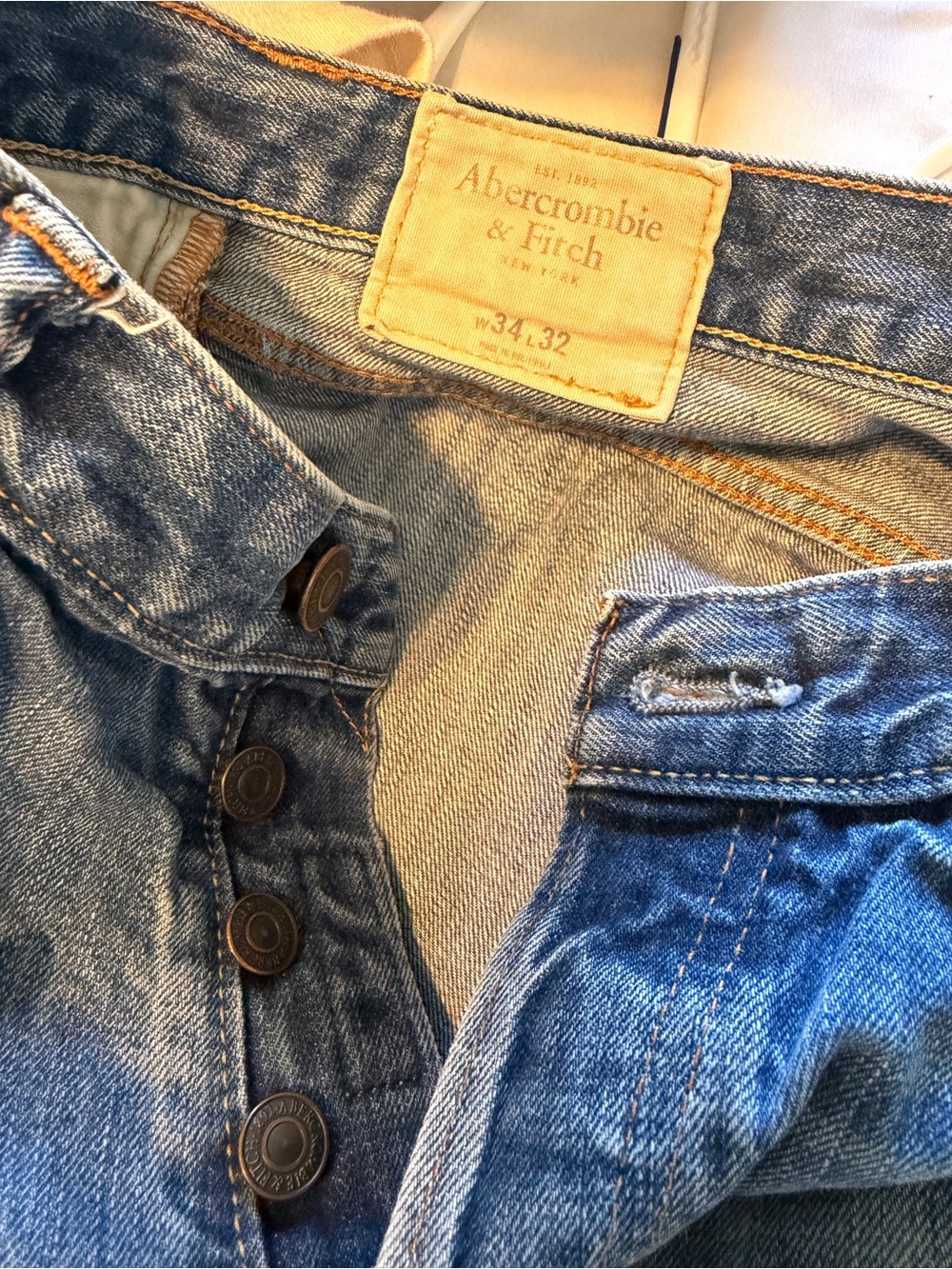 Abercrombie & Fitch Men's Light Blue Button-Fly Jeans